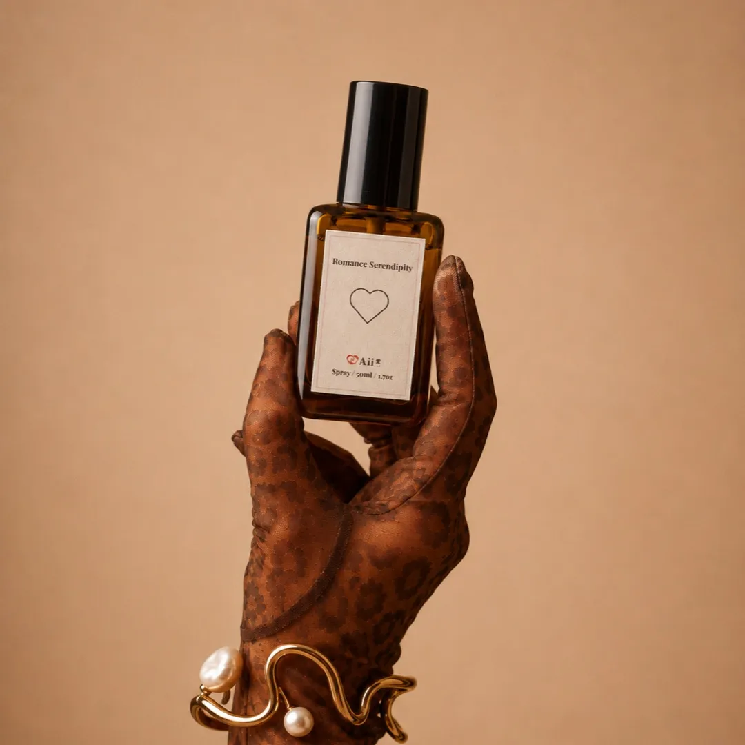 AI-generated Romance Serendipity bottle portrait with patterned gloves