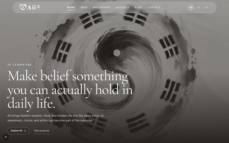 Brand experience — The public entry connects narrative, navigation and three language routes in one moving surface.